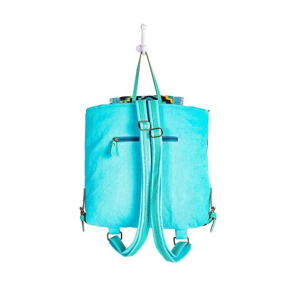 Myra Bag Handmade Tonga Backpack Upcycled Canvas & Cowhide Leather main image 11